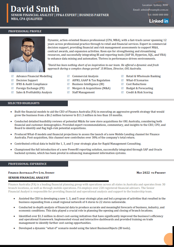 Accounting Resumes - David Smith