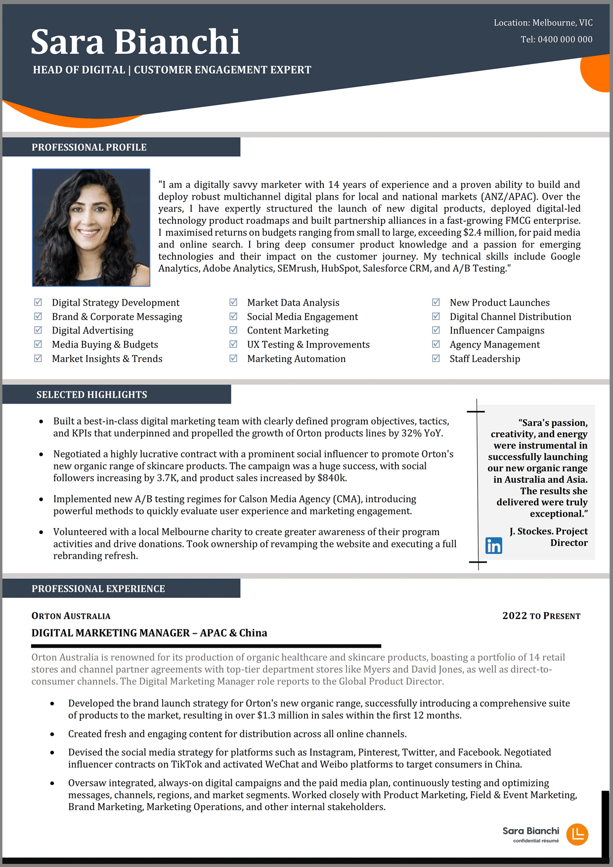Digital marketing manager - Sara Bianchi
