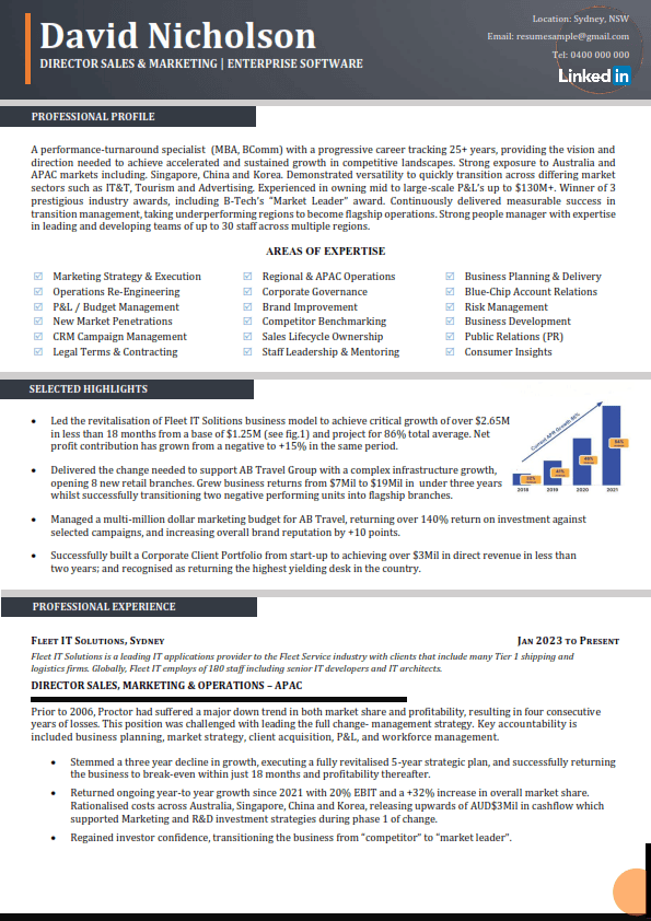 Sales operations manager CV - David Nicholson